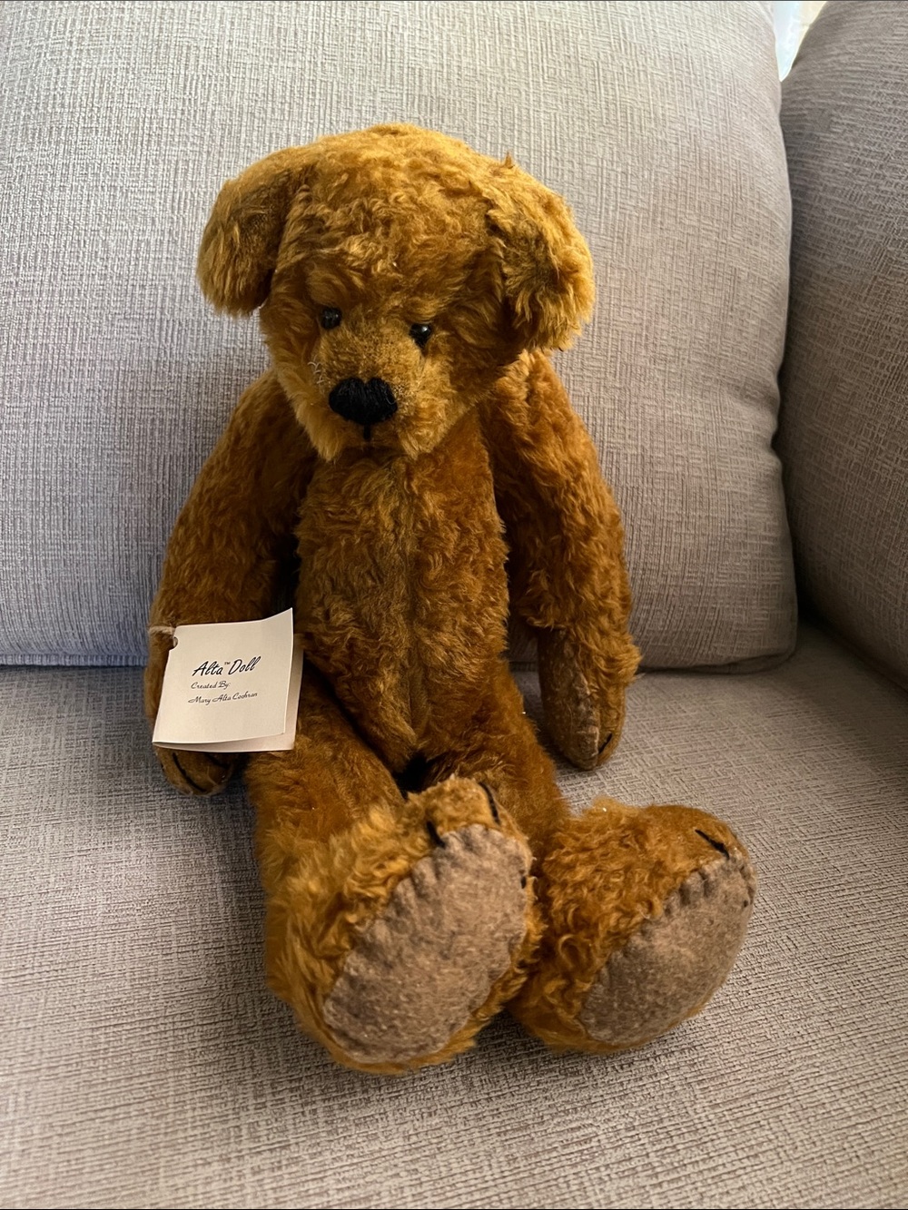 Alta Classic Brown Plush Teddy Bear by Handmade - Soft Collectible Toy